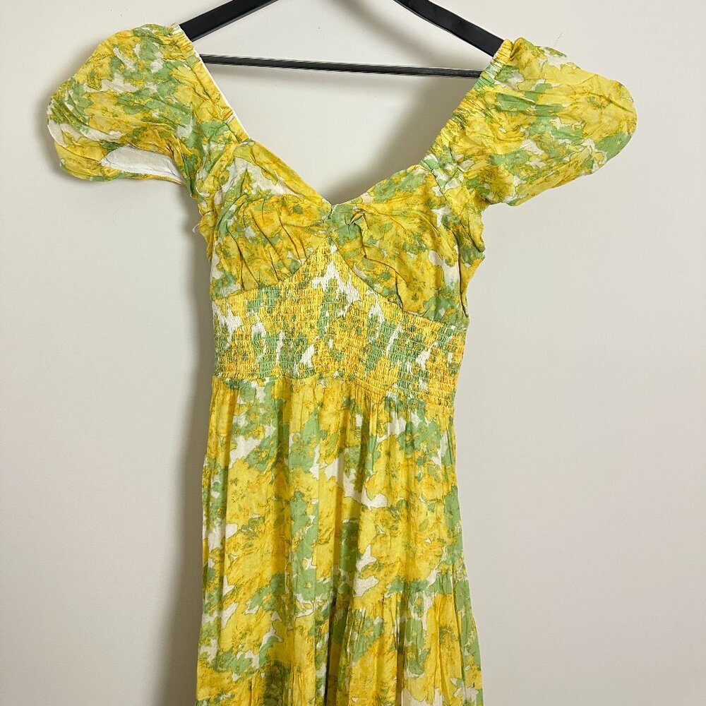 FREE PEOPLE Sundrenched Floral Tiered Maxi Sundress in Butter Combo Size Medium - Picture 5 of 9